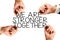 We are stronger together concept. several male hands write We are stronger together.