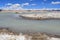 Strongly saline lake Ruldan Nak near the village of Yakra in Tibet, China
