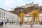 Strret view of Salzburg with castle, Austria