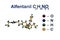 Structural chemical formula and molecular model of amphetamine, the central nervous system stimulant that used to treat