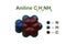 Structural chemical formula and molecular model of aniline phenylamine, aminobenzene, a toxic organic chemical