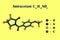 Structural chemical formula and molecular model of aniracetam, a piracetam analog and a nootropic drug that is used to