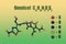 Structural chemical formula and molecular model of cefdinir, a cephalosporin antibiotic. 3d illustration
