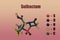 Structural chemical formula and molecular model of sulbactam, a beta-lactamase inhibitor. 3d illustration