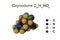 Structural chemical formula and space-filling molecular model of oxycodone, a semi-synthetic, morphine-like opioid used