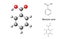 Structural chemical formulas and model of benzoic acid