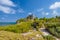 Structure 45, offertories on the hill near the beach, Mayan Ruins in Tulum, Riviera Maya, Yucatan, Caribbean Sea, Mexico