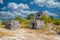 Structure 45, offertories on the hill near the beach, Mayan Ruins in Tulum, Riviera Maya, Yucatan, Caribbean Sea, Mexico