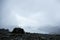 Structure built from stones in front of MyrdalsjÃ¶kull glacier, Skaftafell National Park, Iceland