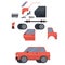 Structure of the car. Assembly of cars. Auto parts, vector illustration