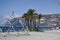 Structure for children to climb and play with ropes and polyhedron-shaped bars on La Herradura beach