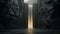 Structure with doors by large waterfall, blending realistic light, intricate minimalism, organic sculpting, faith-inspired art -