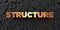 Structure - Gold text on black background - 3D rendered royalty free stock picture