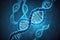 Structure of human DNA in the form of a blue helix, which is a vital component of our genetic makeup,.