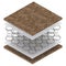 Structure of a multi-layer orthopedic mattress. 3D rendering.