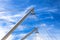 Structure with poles and tie rods of Bigo, Panoramic lift in Genoa ancient harbor, tourist attraction, Italy.