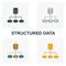 Structured Data icon set. Four elements in diferent styles from big data icons collection. Creative structured data icons filled,