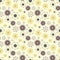 Structured floral pattern, a combination of dark greyish red and soft yellow