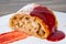 Strudel with apples and berry sauce