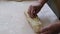 Strudly diy apple pie homemade baking hands woman is pinching yeast dough on it cooking delicious homemade pastries for