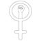 The struggle for the rights of women around the world. Symbol of the feminist movement. Vector illustration. Outline. Isolated.