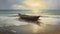 Struggling Canoe In Atlantic Ocean Undertow Beach Painting