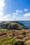 Strumble Head and Lighthouse on the west welsh coast. Copyspace