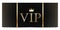 Stub black VIP admission ticket template with golden glittering VIP sign.
