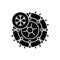 Studded tires and chains black glyph icon