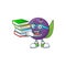 Student with book acai berries character for fresh fruit