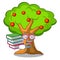 Student with book apple tree in agriculture the cartoon