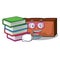 Student with book brick mascot cartoon style