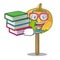 Student with book candy apple mascot cartoon