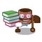 Student with book concrete mixer mascot cartoon