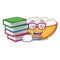 Student with book cottage cheese mascot cartoon