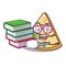 Student with book crepe mascot cartoon style