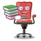 Student with book desk chair office isolated on mascot