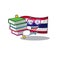 Student with book flag thailand cartoon is hoisted on character pole