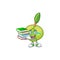 Student with book fruit elephant apple cartoon mascot style