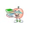 Student with book fruit peach fresh character with mascot