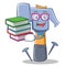 Student with book hammer character cartoon emoticon