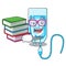 Student with book infussion bottle mascot cartoon
