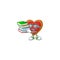 Student with book love cookies mascot cartoon character style