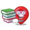 Student with book map marker navigation pin mascot cartoon