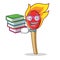 Student with book match stick mascot cartoon