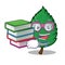 Student with book mint leaves mascot cartoon