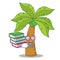 Student with book palm tree character cartoon