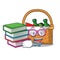 Student with book picnic basket mascot cartoon