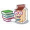 Student with book pork rinds in the character plastic