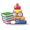Student with book pyramid ring character cartoon